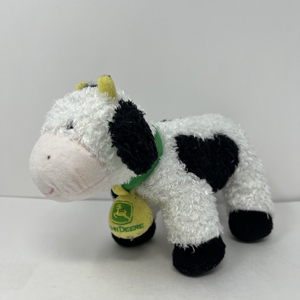 Rare Eden Cow Plush John Deere Rattle Collar black white Stuffed‎ Animal